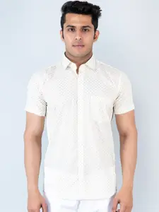 Tistabene Comfort Spread Collar Polka Dot Printed Cotton Casual Shirt