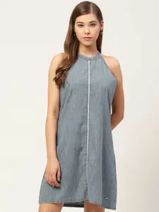Xpose Halter Neck Denim A-Line Dress