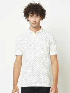 Crimsoune Club Polo Collar Conversational Printed Cotton T-shirt
