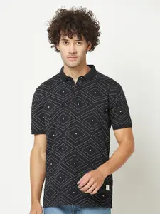 Crimsoune Club Geometric Printed Polo Collar T-shirt