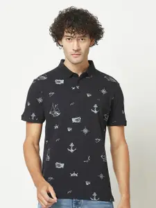 Crimsoune Club Conversational Printed Polo Collar T-shirt