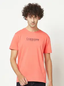Crimsoune Club Typography Printed Cotton T-shirt