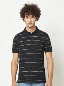 Crimsoune Club Striped Polo Collar Short Sleeves T-shirt