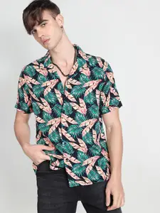 Flying Machine Slim Fit Tropical Printed Cuban Collar Casual Shirt