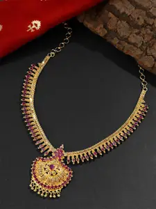 Yellow Chimes Gold-Plated AD-Studded Necklace