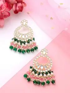 Yellow Chimes Gold Plated Contemporary Kundan Chandbalis Earrings