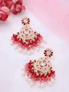 Yellow Chimes Gold-Plated Kundan Studded Chandbalis Earrings