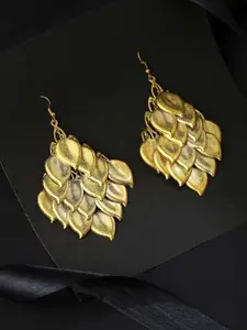 Yellow Chimes Gold-Plated Leaf Shaped Drop Earrings