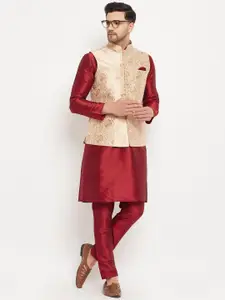 VASTRAMAY Straight Kurta with Pyjamas & Nehru Jacket