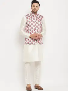 VASTRAMAY Straight Kurta with Pyjamas & Nehru Jacket