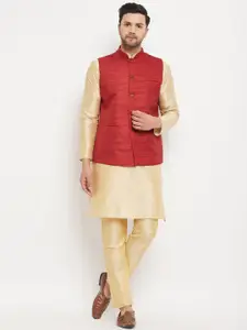 VASTRAMAY Straight Kurta with Pyjamas & Nehru Jacket