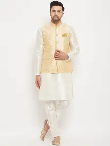 VASTRAMAY Straight Kurta with Pyjamas & Nehru Jacket