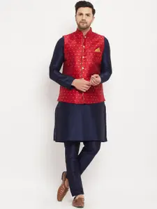 VASTRAMAY Straight Kurta with Pyjamas & Nehru Jacket