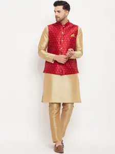 VASTRAMAY Straight Kurta with Pyjamas & Nehru Jacket
