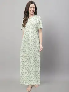 Kanvin Floral Printed Pure Cotton Maxi Nightdress