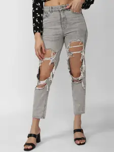 AMERICAN EAGLE OUTFITTERS Women High-Rise Highly Distressed Heavy Fade Jeans