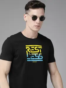 SPYKAR Typography Printed Pure Cotton Slim Fit T-shirt