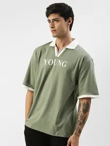 Maniac Polo Collar Pure Cotton Boxy Fit T-shirt