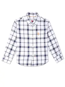 U.S. Polo Assn. Kids Boys Spread Collar Tartan Checked Pure Cotton Casual Shirt