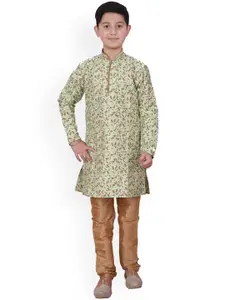 Pro-Ethic STYLE DEVELOPER Boys Printed Mandarin Collar Kurta With Pyjamas