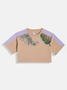 Puma Girls T7 VACAY QUEEN Graphic Youth Tropical Print Pure Cotton Boxy Crop Top