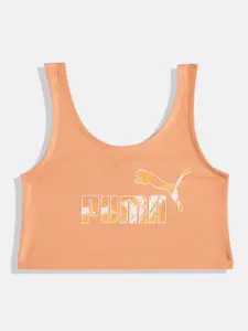 Puma Girls Brand Logo Printed Slim Fit Tank Crop Top