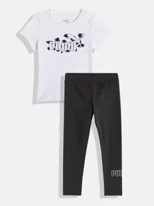 Puma Girls Printed T-shirt with Leggings