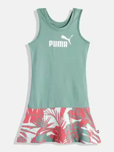 Puma Girls Tropical Printed Pure Cotton Slim Fit A-Line Dress