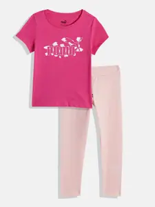 Puma Girls Printed T-shirt with Leggings