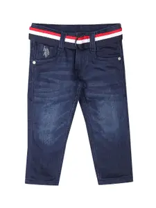 U.S. Polo Assn. Kids Boys Slim Fit Mid-Rise Light Fade Jeans