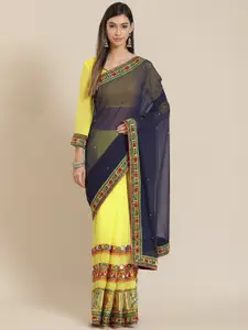 SERONA FABRICS Embellished Embroidered Pure Georgette Saree