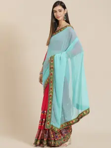 SERONA FABRICS Embellished Embroidered Pure Georgette Saree