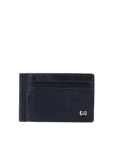 Da Milano Men Black Textured Leather Two Fold Wallet With SD Card Holder