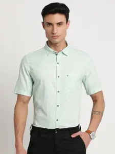 Turtle Relaxed Spread Collar Slim Fit Micro Ditsy Printed Pure Cotton Formal Shirt