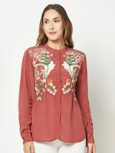 HOUSE OF S Floral Printed Knitted Silk Casual Shirt