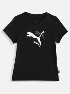 Puma Girls Brand Logo Printed Pure Cotton Essential LOGO LAB Regular Fit T-shirt