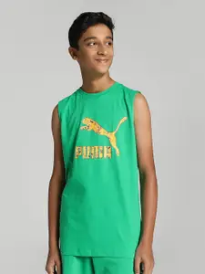 Puma Boys Brand Logo Printed Pure Cotton Sleeveless T-shirt