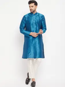 VASTRAMAY Mandarin Collar Straight Kurta with Pyjamas