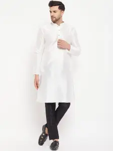VASTRAMAY Mandarin Collar Straight Kurta with Pyjamas