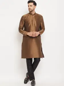 VASTRAMAY Mandarin Collar Straight Kurta with Pyjamas