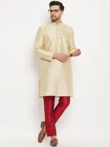 VASTRAMAY Mandarin Collar Straight Kurta with Pyjamas