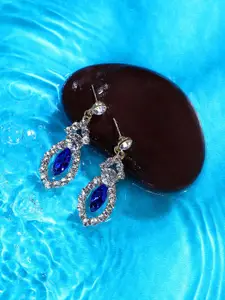 SOHI Silver Plated Designer Stone Party Drop Earrings