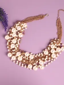 SOHI Gold-Plated Pearl Beaded Necklace