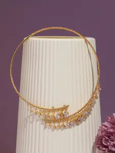 SOHI Gold-Plated Stone-Studded & Beaded Necklace