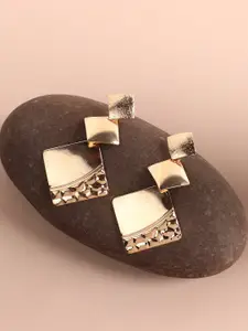 SOHI Gold-Plated Geometric Contemporary Drop Earrings