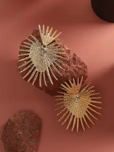 SOHI Gold-Plated Contemporary Drop Earrings