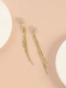 SOHI Gold-Plated Contemporary Drop Earrings