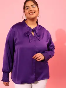 CURVY STREET Plus Size Purple Casual Shirt