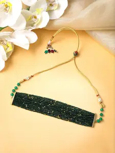 Yellow Chimes Gold-Plated Multilayer beadded Choker Necklace