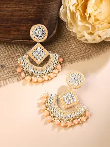 Yellow Chimes Gold Plated Kundan Studded Chaandballi earrings